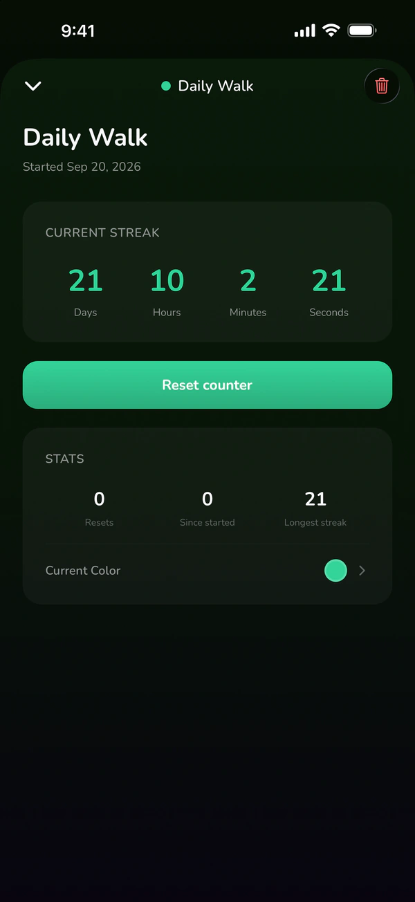 A 21 day daily walk streak
